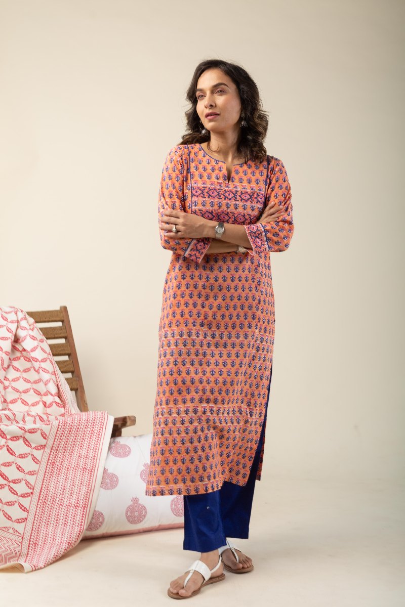 Image for Kusvaa Wkr193 Anisha Cotton Straight Fit Kurta Front