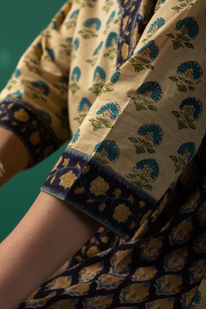 Image for Kusvaa Wkr193 Brithhi Cotton Handblock Print Kurta Pocket