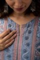 Image for Kusvaa Wkr194 Iravati Cotton Block Print Kurta Closeup 2 New