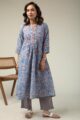 Image for Kusvaa Wkr194 Iravati Cotton Block Print Kurta Front New