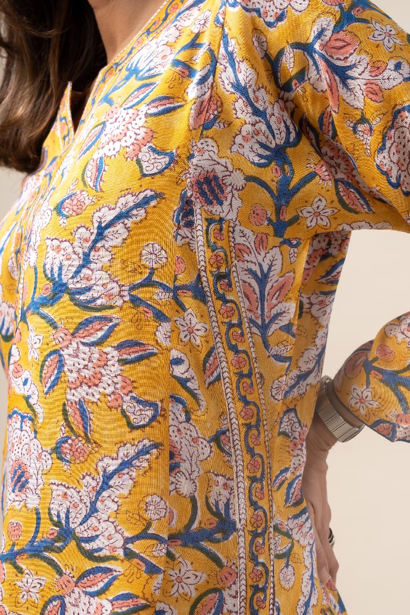 Image for Kusvaa Wkr200 Edha Modal Handblock Print Kurta Sleeves New