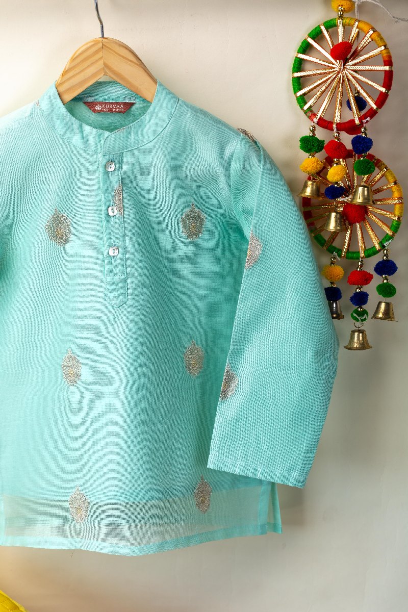 Image for Kusvaa Byw057 Ishu Chanderi Boys Kurta Closeup