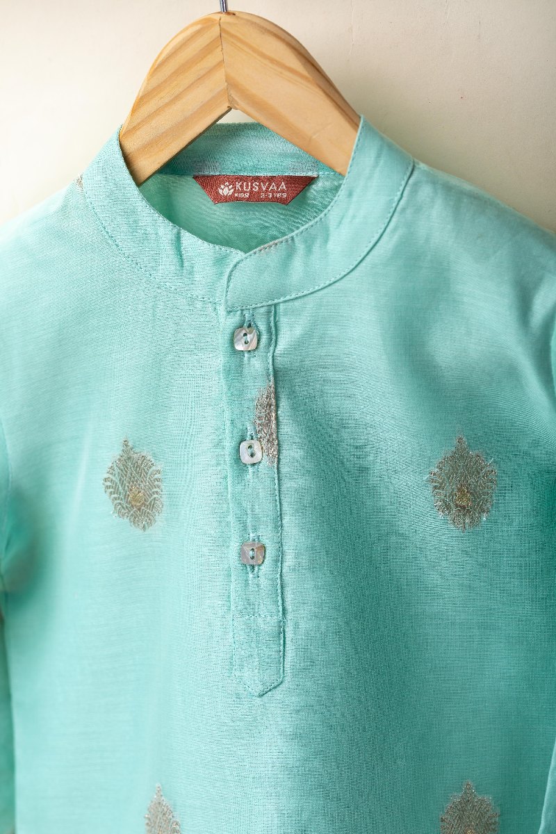 Image for Kusvaa Byw057 Ishu Chanderi Boys Kurta Front