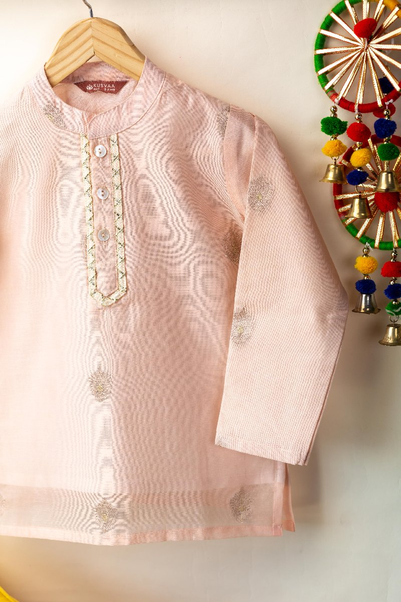 Image for Kusvaa Byw058 Hari Chanderi Boy's Kurta Front