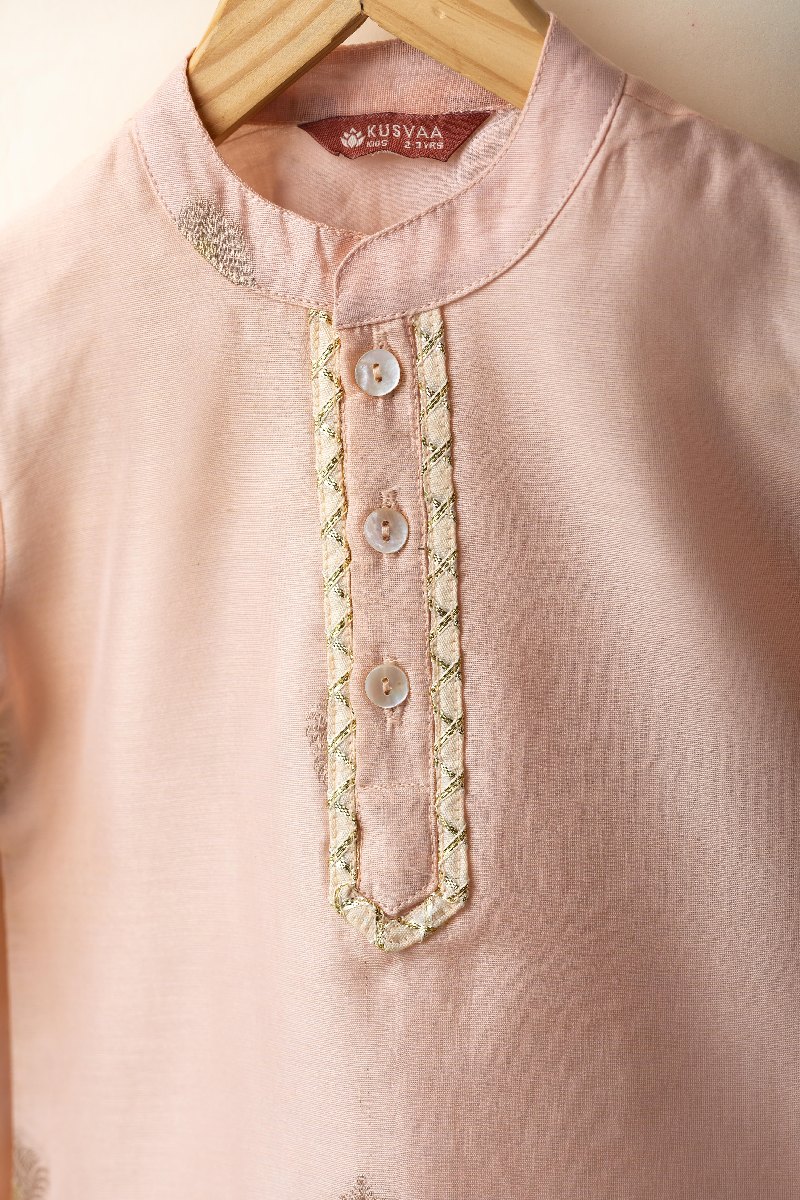 Image for Kusvaa Byw058 Hari Chanderi Boy's Kurta Side