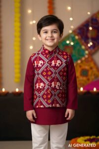 Image for Kusvaa Byw061 Kiran Cotton Boys Kurta Jacket Model