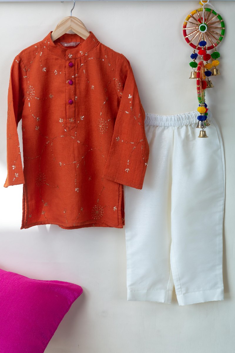 Image for Kusvaa Byw064 Asik Cotton Mulmul Boys Kurta Pant Set Featured New
