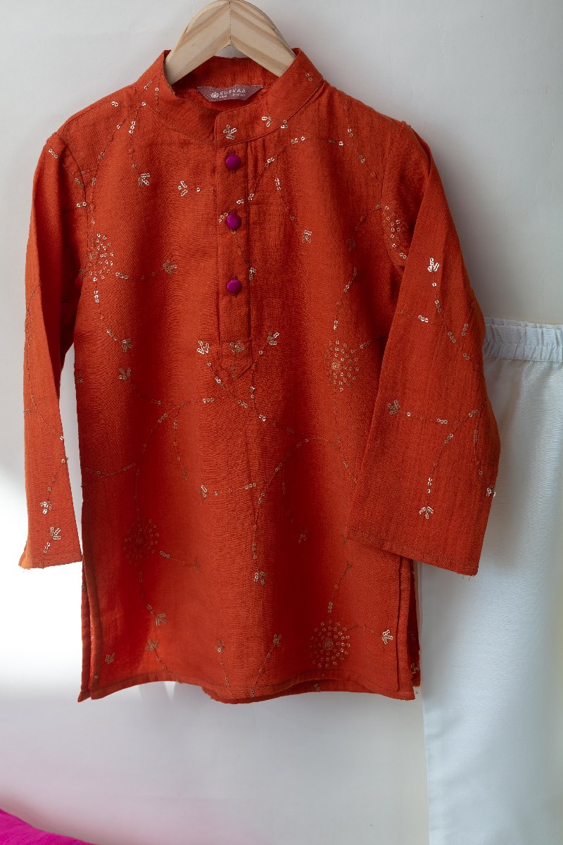 Image for Kusvaa Byw064 Asik Cotton Mulmul Boys Kurta Pant Set Sitting New