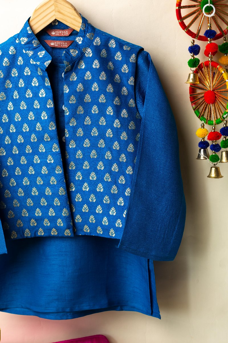 Image for Kusvaa Byw065 Hridev Brocade Silk Boys Kurta Jacket Set Front