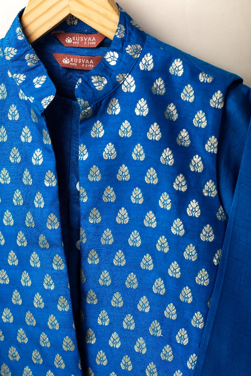 Image for Kusvaa Byw065 Hridev Brocade Silk Boys Kurta Jacket Set Side