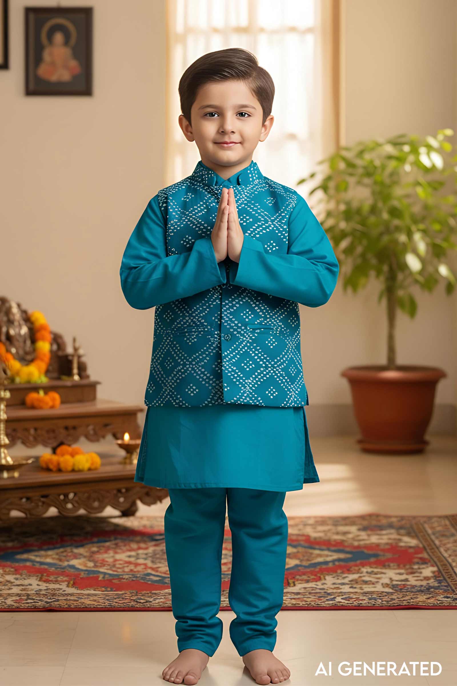 Image for Kusvaa Byw066 Ivaan Cotton Boys Kurta Jacket Set Model