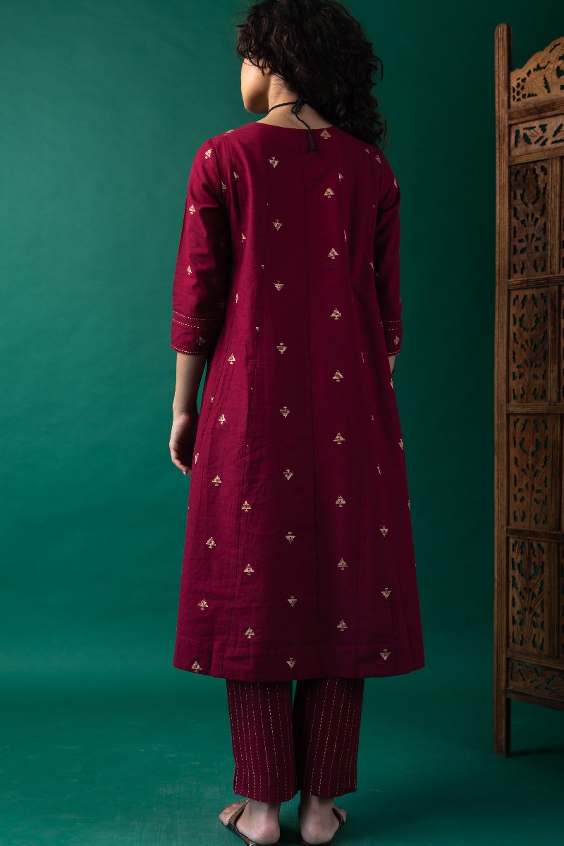 Image for Kusvaa Cood105 Akshata Handloom Cotton Kurta Pant Set Back