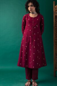 Image for Kusvaa Cood105 Akshata Handloom Cotton Kurta Pant Set Side