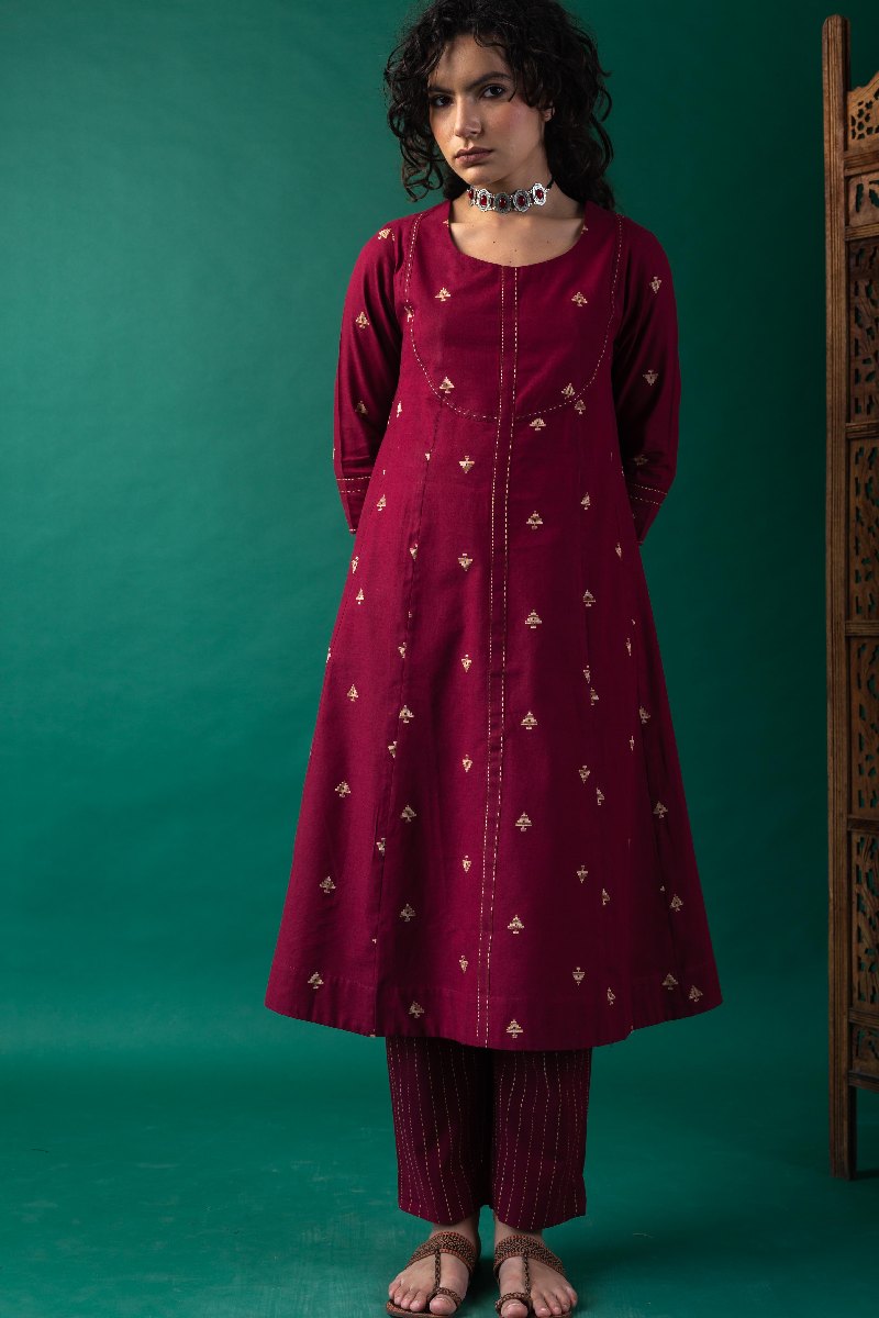 Image for Kusvaa Cood105 Akshata Handloom Cotton Kurta Pant Set Side