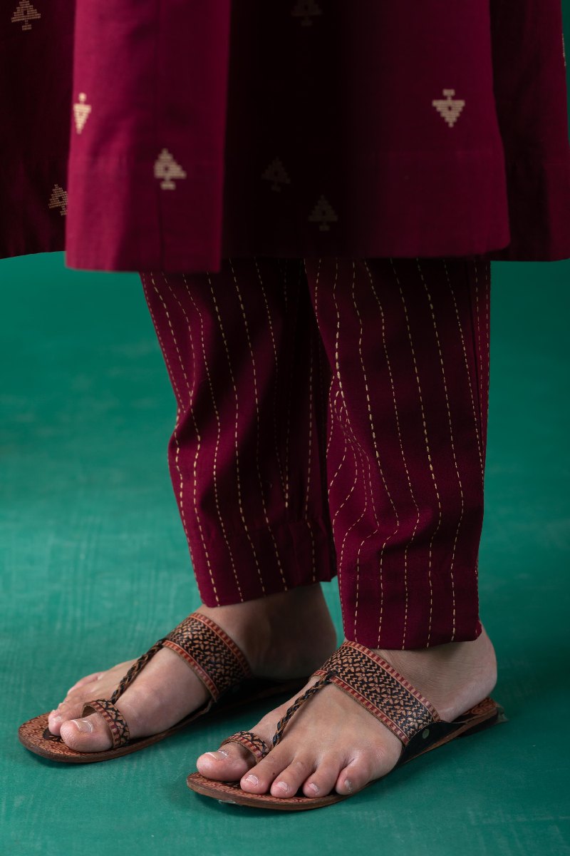 Image for Kusvaa Cood105 Akshata Handloom Cotton Kurta Pant Set Sleeves