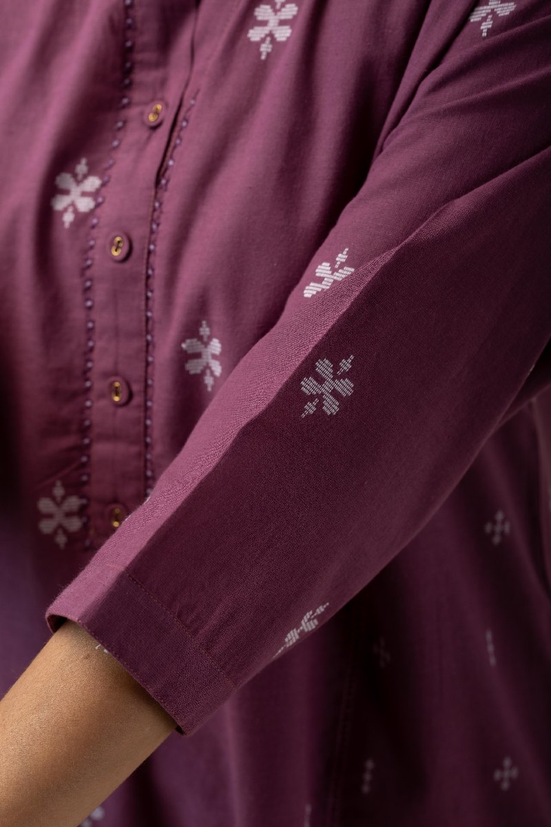 Image for Kusvaa Cood108 Rakhi Handloom Cotton Kurta Pant Set Closeup 2 New