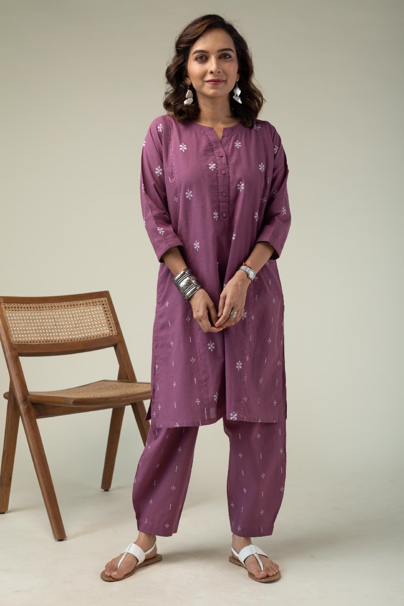 Image for Kusvaa Cood108 Rakhi Handloom Cotton Kurta Pant Set Front New