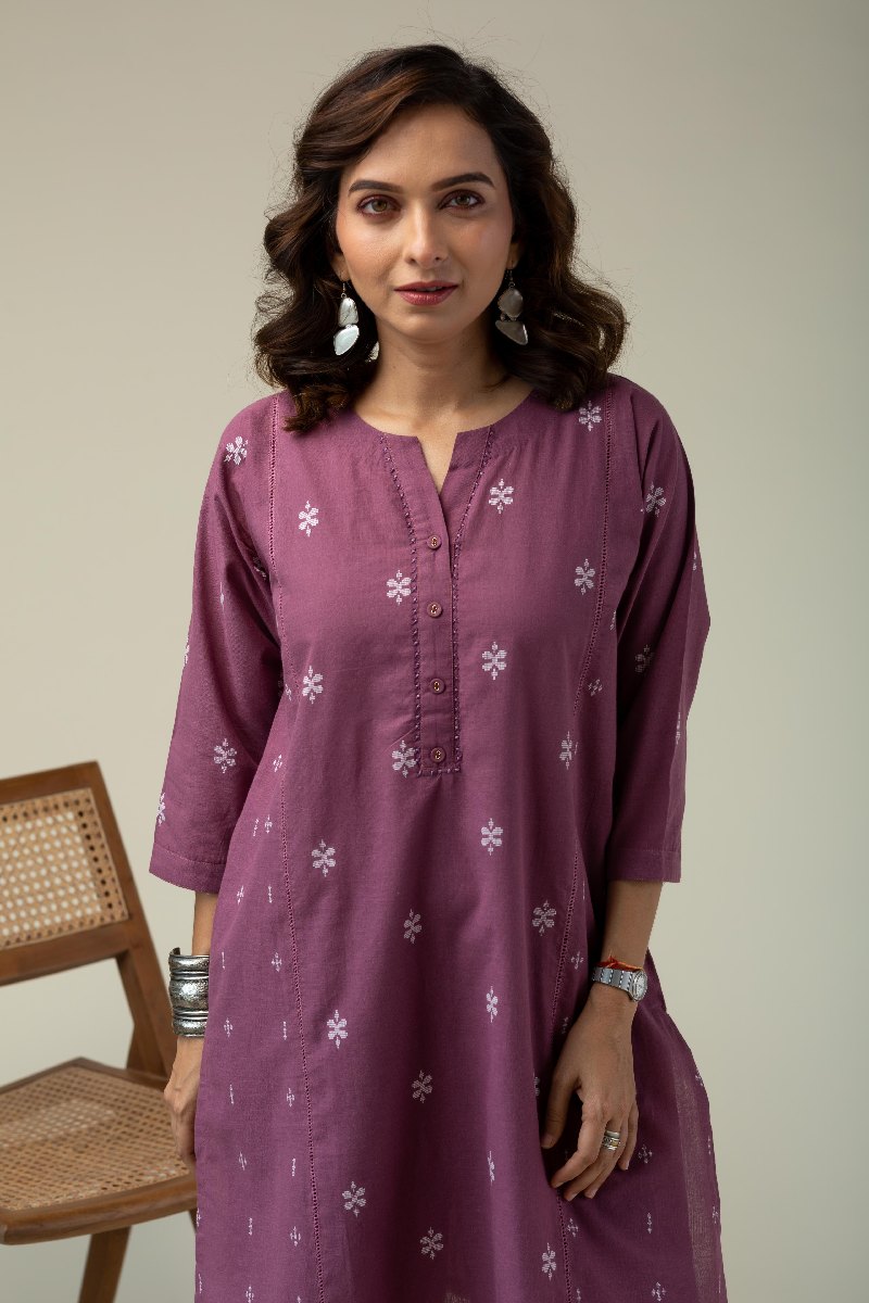 Image for Kusvaa Cood108 Rakhi Handloom Cotton Kurta Pant Set Side New