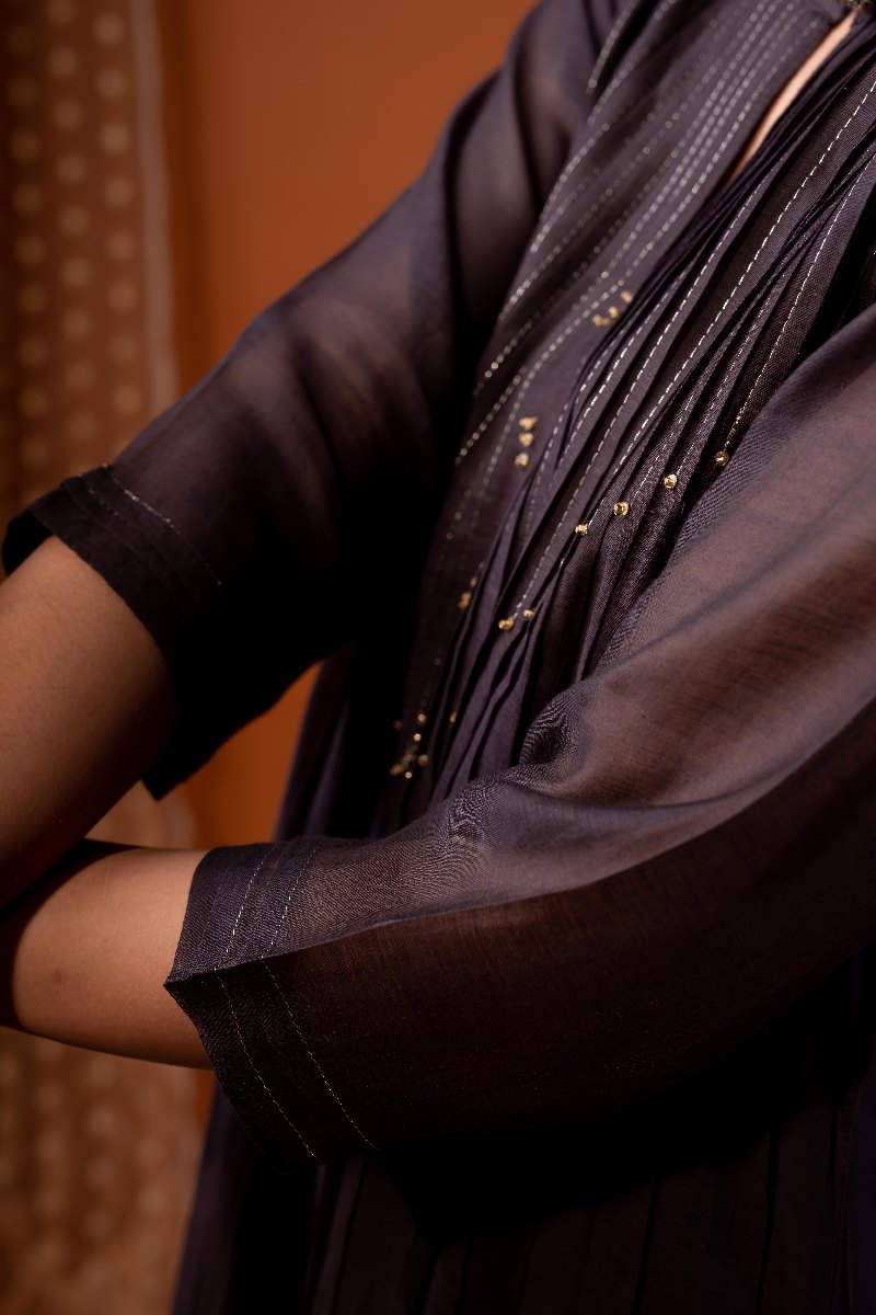 Image for Kusvaa Cood110 Nitya Chanderi Kurta Pant Set Neck