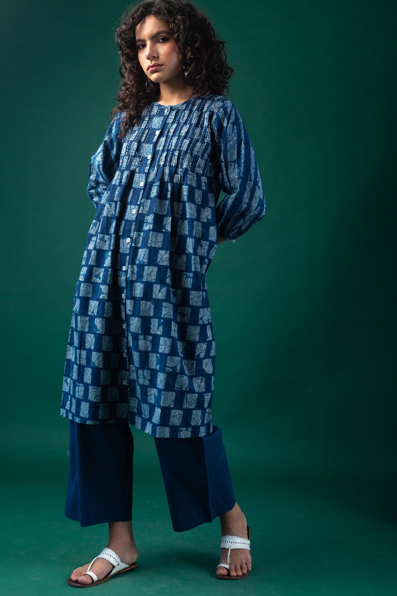Image for Kusvaa Dr070 Araya Handblock Cotton A Line Dress Back