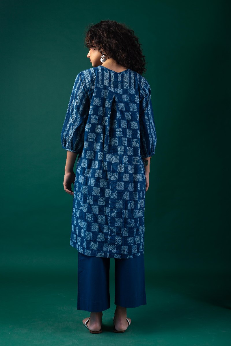 Image for Kusvaa Dr070 Araya Handblock Cotton A Line Dress Pocket