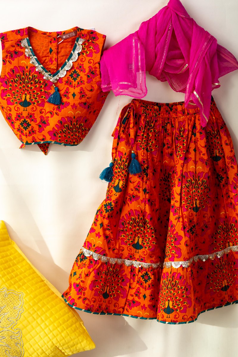 Image for Kusvaa Grw096 Inneisha Cotton Girls Skirt Top And Dupatta Set Featured