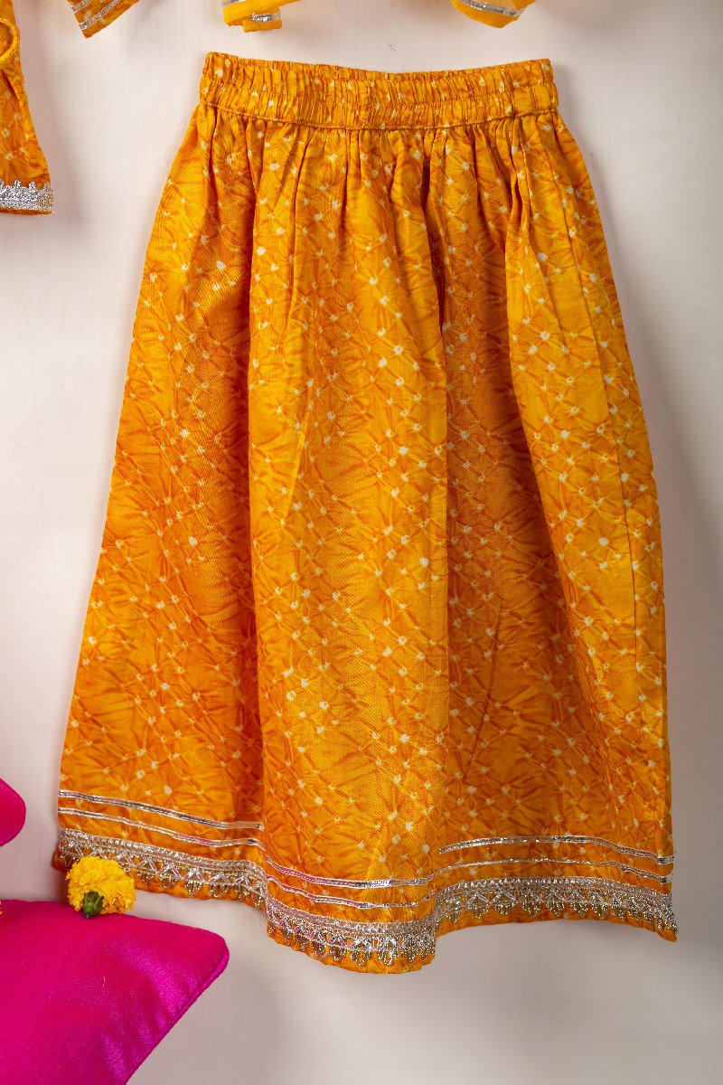 Image for Kusvaa Grw099 Kanvi Cotton Girls Top Lehenga Dupatta Set Back