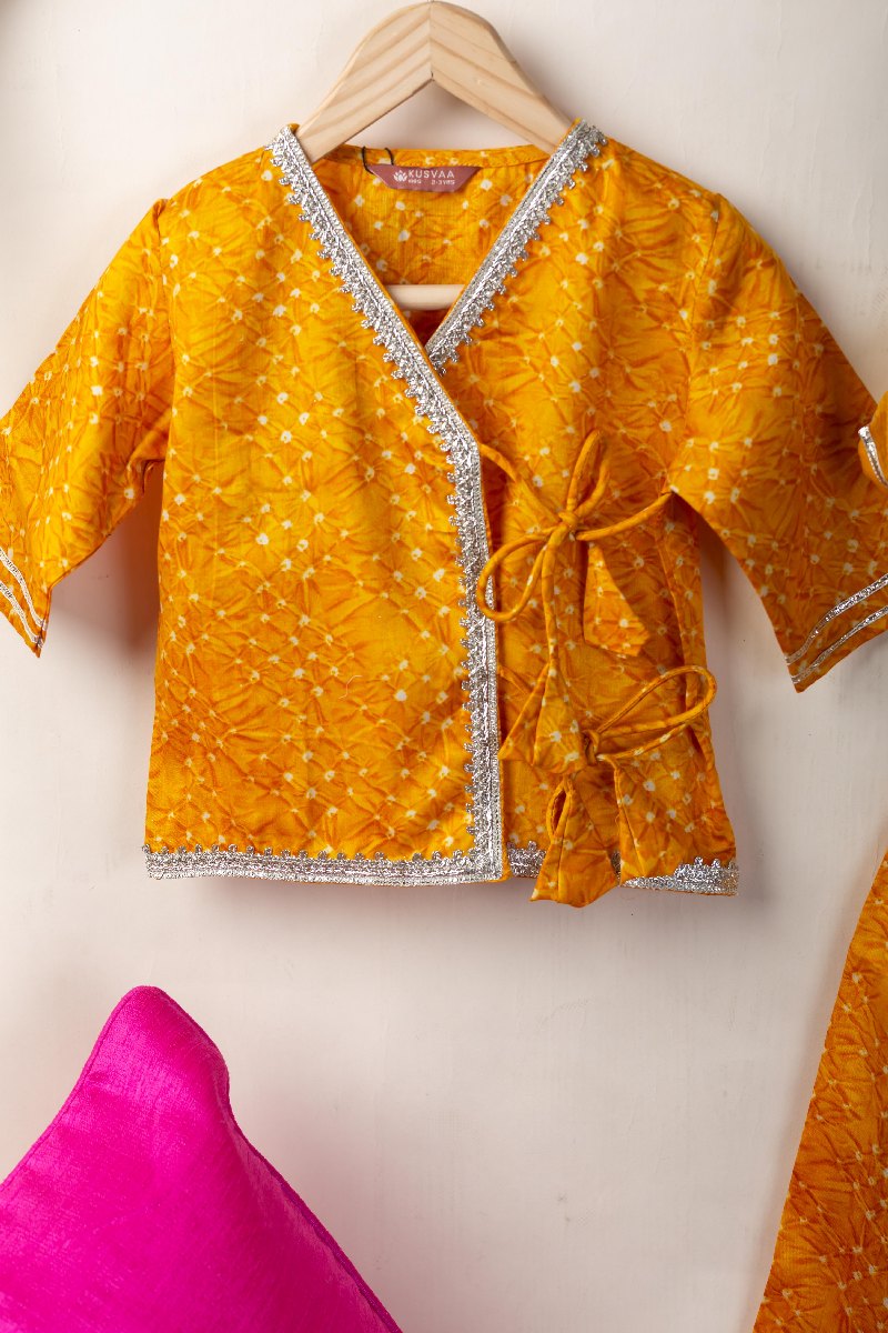 Image for Kusvaa Grw099 Kanvi Cotton Girls Top Lehenga Dupatta Set Closeup