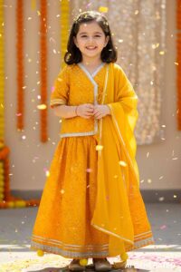 Image for Kusvaa Grw099 Kanvi Cotton Girls Top Lehenga Dupatta Set Model