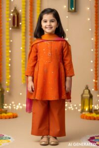 Image for Kusvaa Grw101 Saaya Cotton Mulmul Girls Complete Suit Set Model