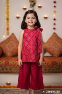 Image for Kusvaa Grw105 Shivayana Cotton Girls Kurta Pant Dupatta Set Model