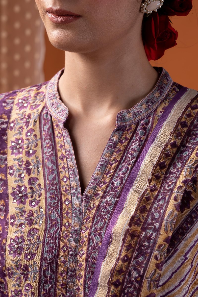 Image for Kusvaa Kds020 Tridha Chanderi Kurta With Dupatta Set Closeup