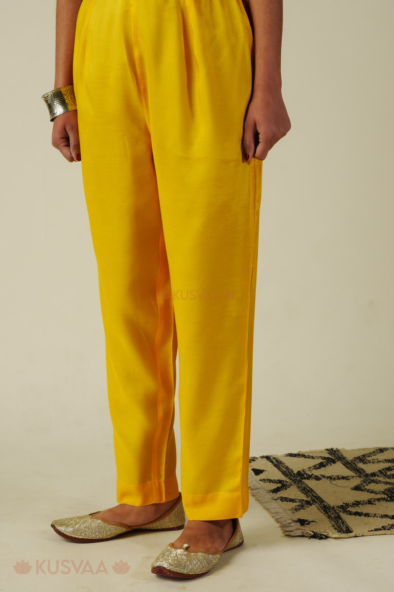 Image for Kusvaa Pnt012 Mukta Muslin Pant Yellow Front