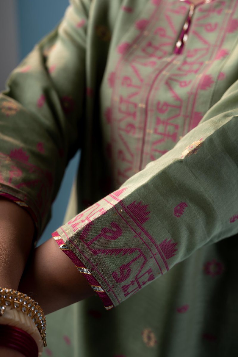 Image for Kusvaa Wkr212 Aarna Chanderi Jamdaai Kurta Pocket