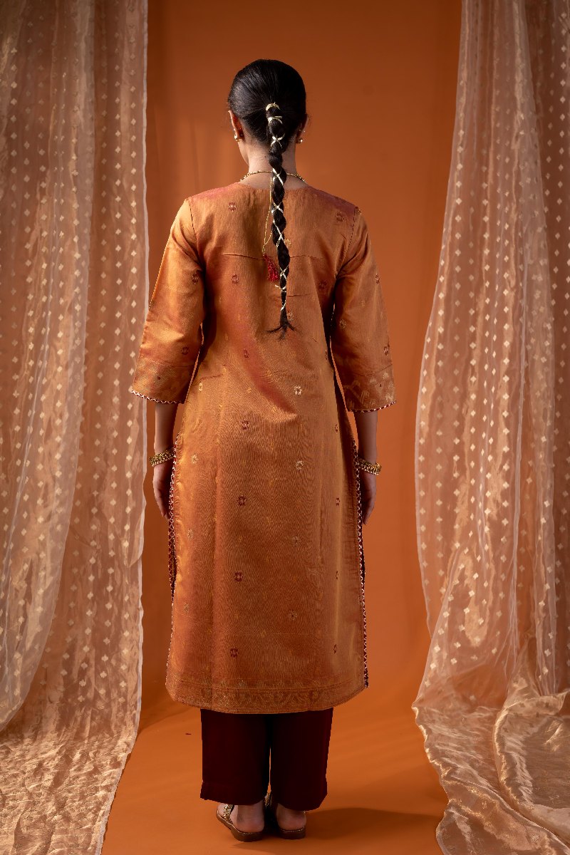 Image for Kusvaa Wkr213 Akshata Chanderi Jamdani Kurta Sleeves
