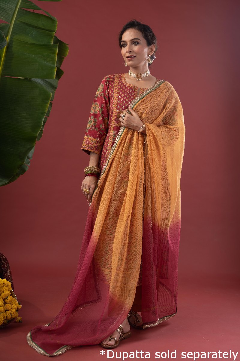 Image for Kusvaa Wkr215 Ahani Cotton Handblock Print Kurta Pattern
