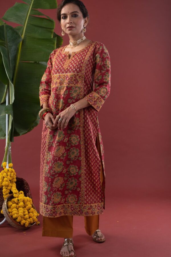 Buy Authentic WKR215 Ahani Cotton Handblock Print Kurta Online | Kusvaa