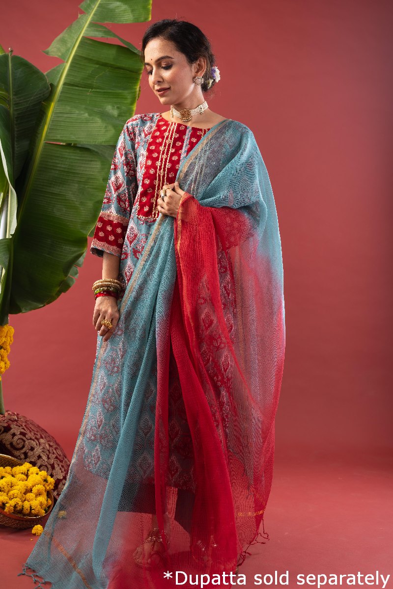 Image for Kusvaa Wkr216 Aradia Cotton Handblock Print Kurta Side