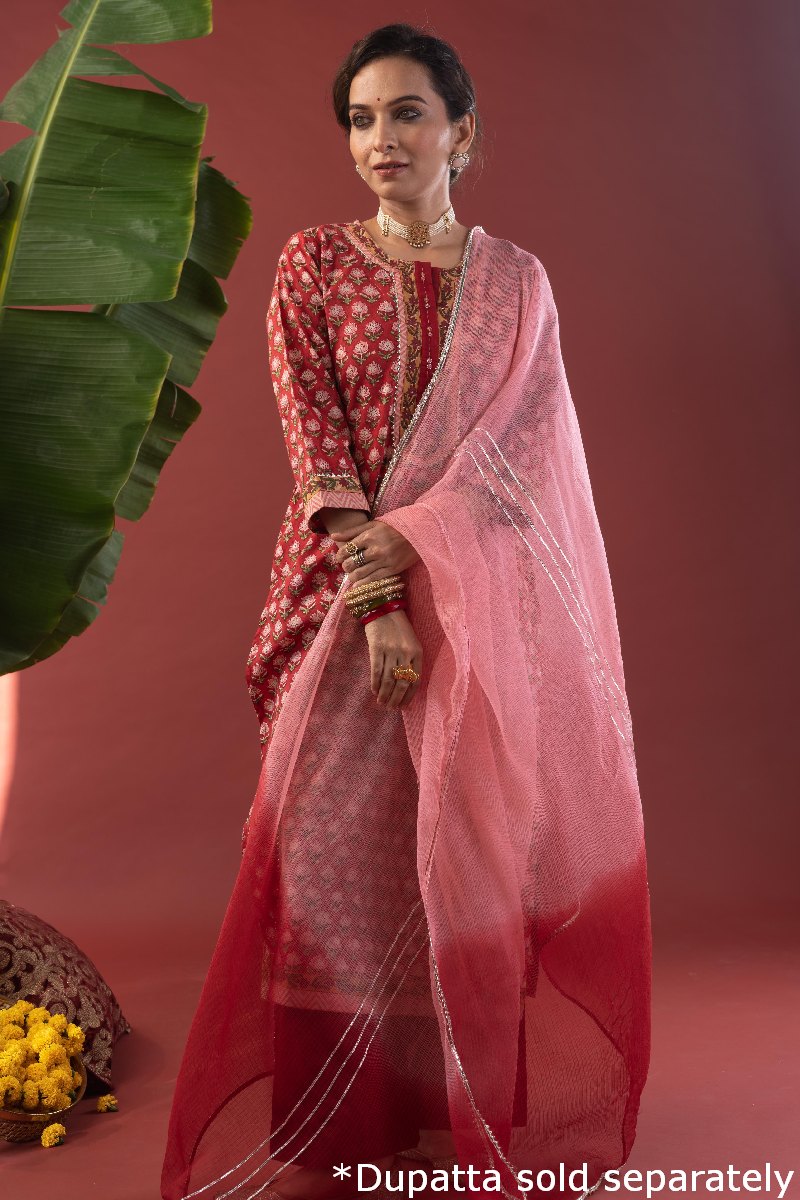 Image for Kusvaa Wkr217 Anvitha Cotton Handblock Print Kurta Side
