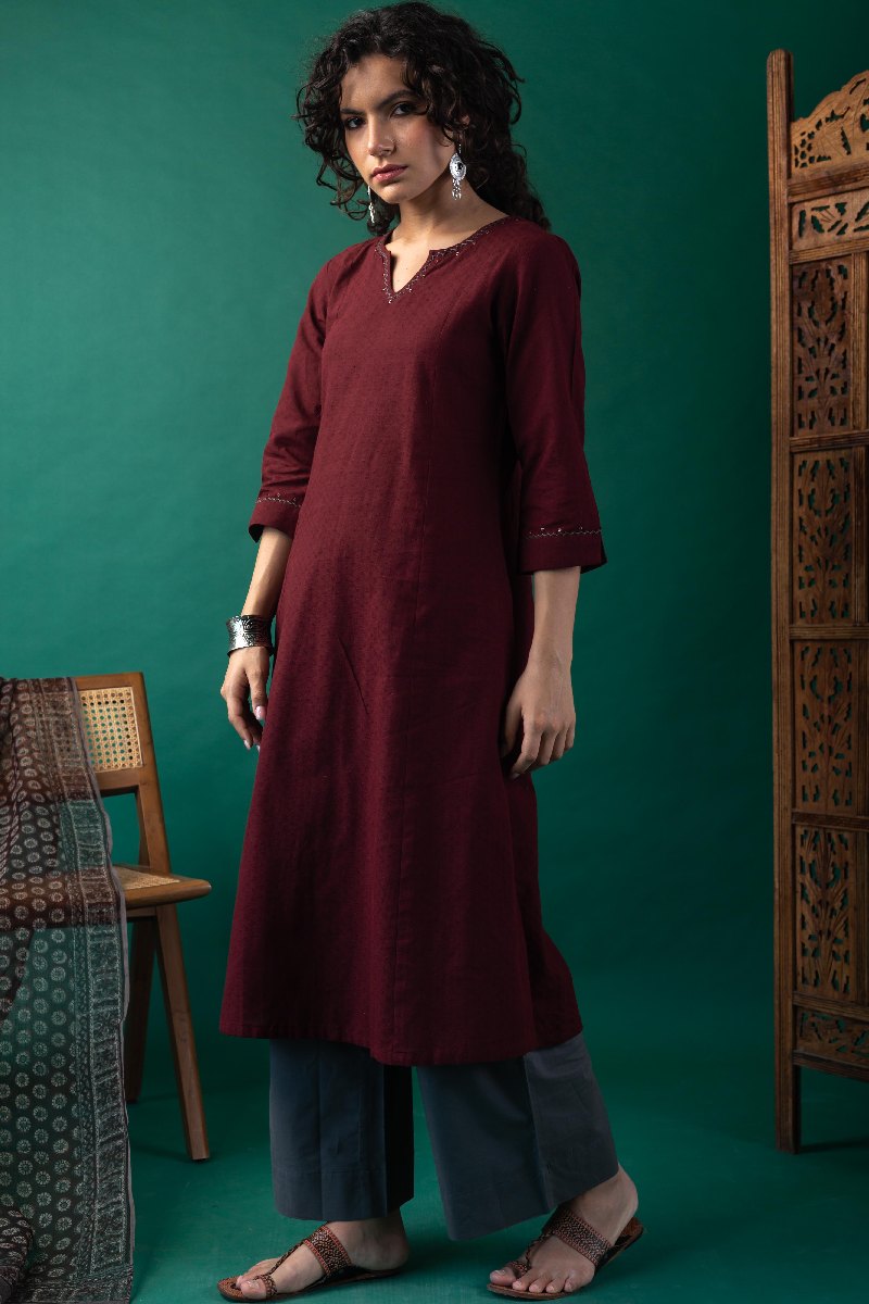 Image for Kusvaa Wkr219 Kriti Handloom Cotton Kurta Back