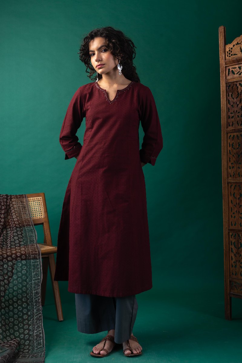 Image for Kusvaa Wkr219 Kriti Handloom Cotton Kurta Front