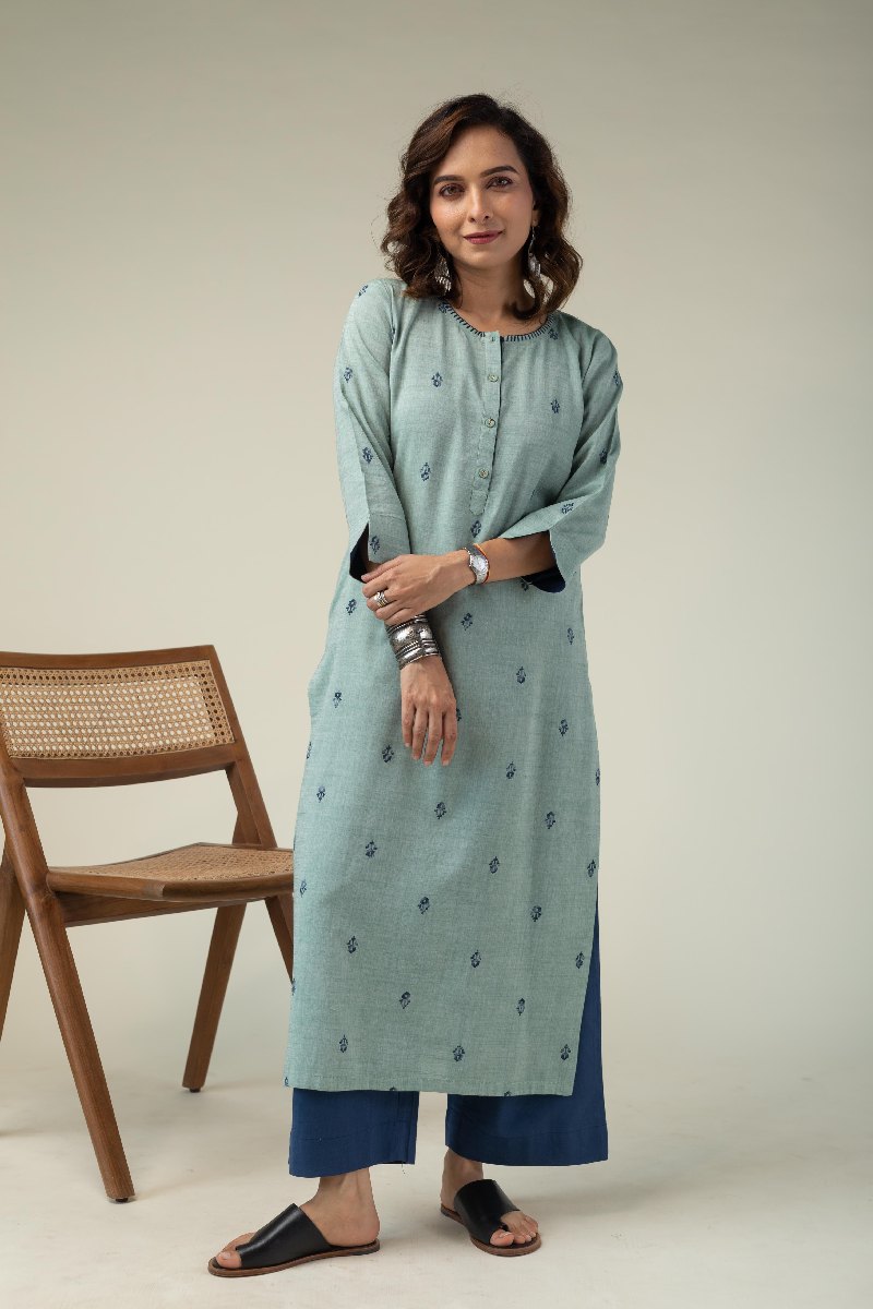 Image for Kusvaa Wkr220 Shaisa Handloom Cotton Kurta Front