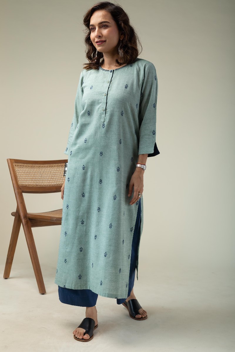 Image for Kusvaa Wkr220 Shaisa Handloom Cotton Kurta Side
