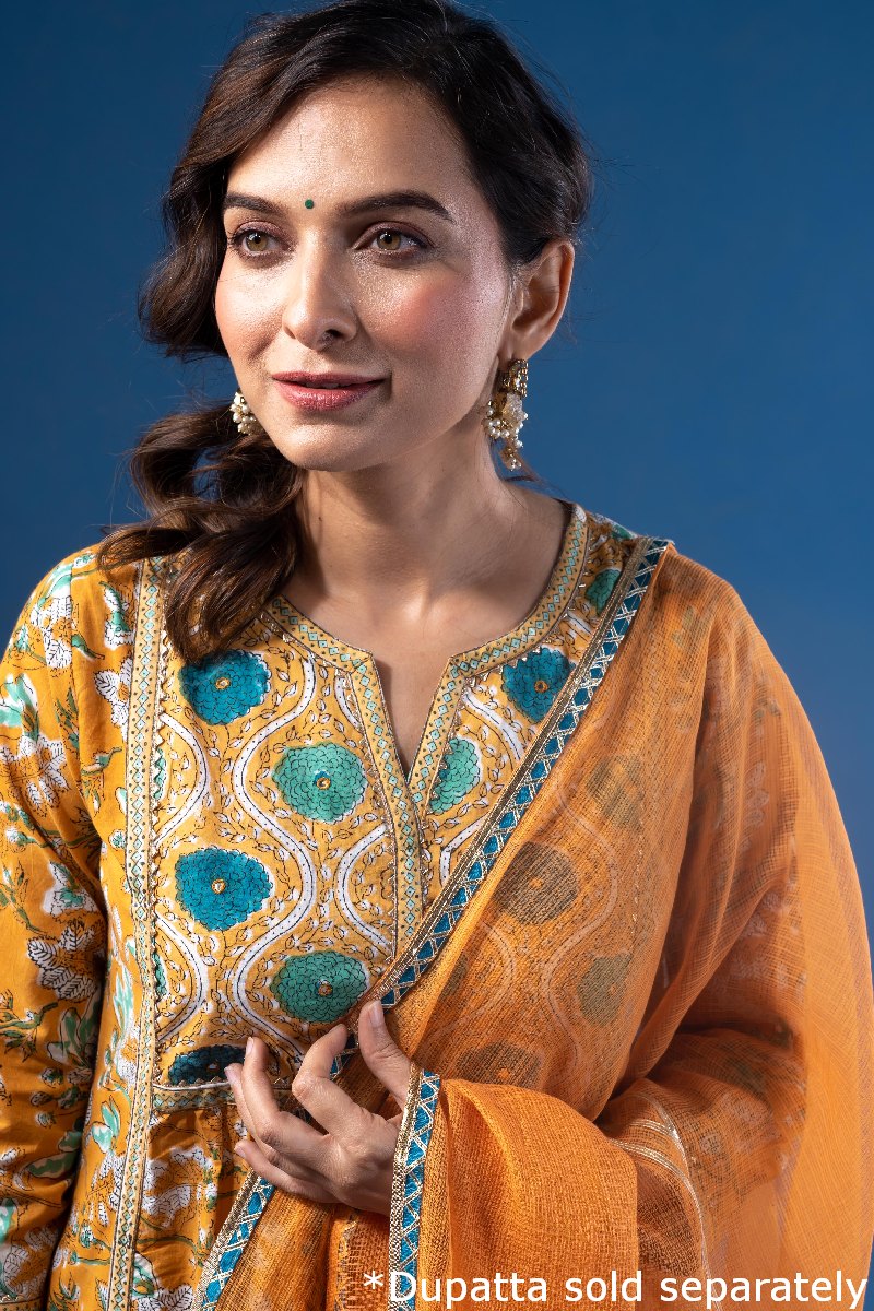 Image for Kusvaa Wkr221 Eidha Cotton Handblock Print Kurta Featured