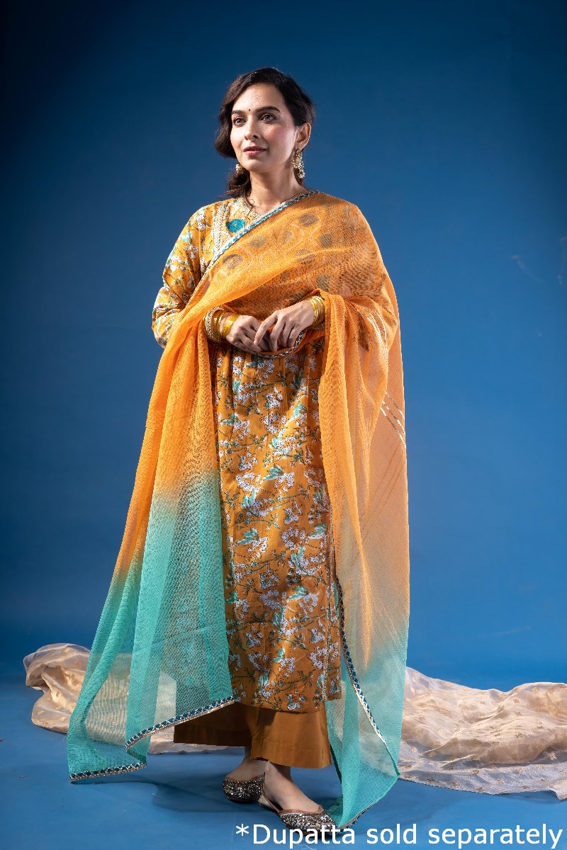 Image for Kusvaa Wkr221 Eidha Cotton Handblock Print Kurta Front