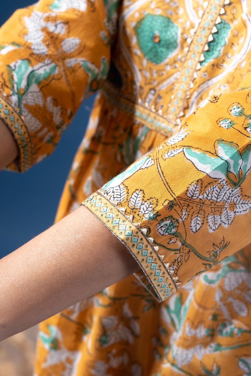 Image for Kusvaa Wkr221 Eidha Cotton Handblock Print Kurta Pattern