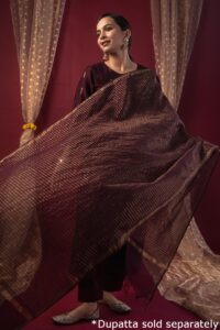 Image for Kusvaa Cood113 Savitha Cotton Silk Kurta Pant Set Front