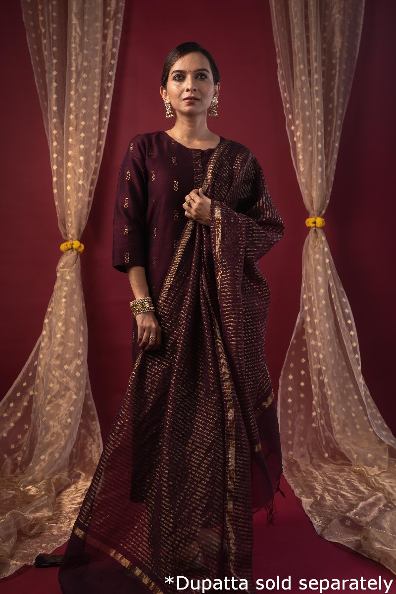 Image for Kusvaa Cood113 Savitha Cotton Silk Kurta Pant Set Side