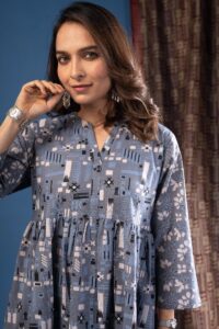 Image for Kusvaa Dr071 Kridha Handblock Cotton A Line Dress Featured