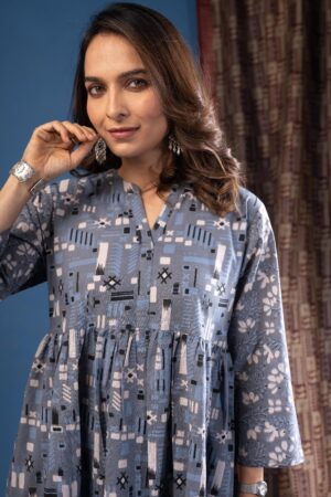 Image for Kusvaa Dr071 Kridha Handblock Cotton A Line Dress Featured